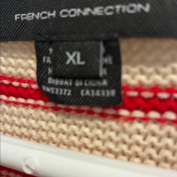 French Connection 100% Cotton Red and Cream Striped Sweater - Picture 2 of 5